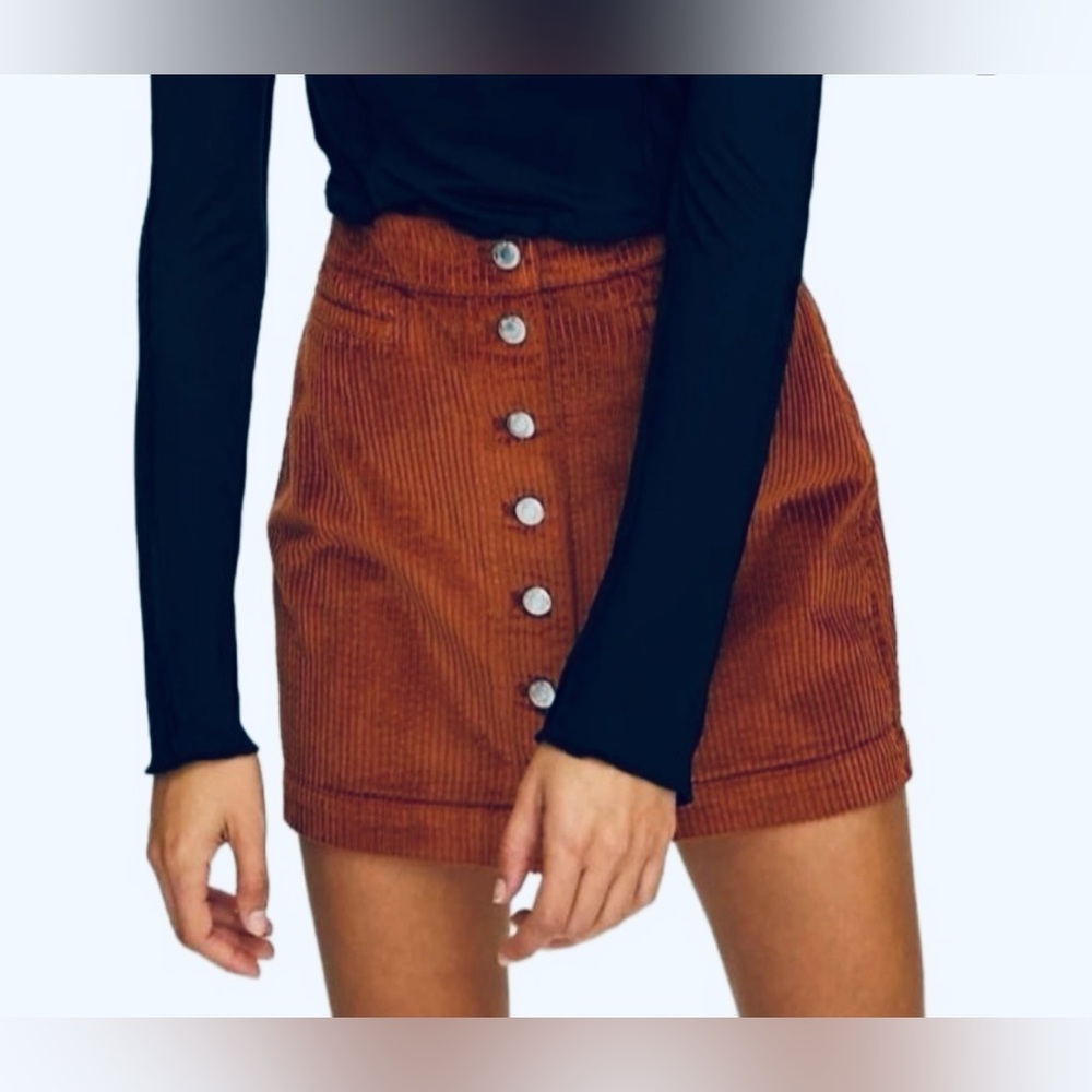 NEW Aritzia Wilfred Free Karmen Corduroy Mini Skirt, Orange, Women’s 8